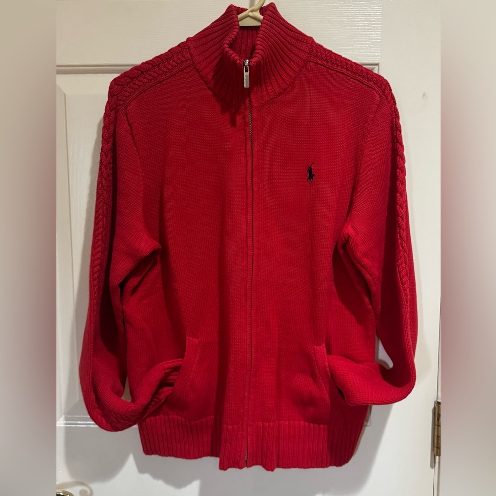 Ralph Lauren Red Full-Zip Cardigan